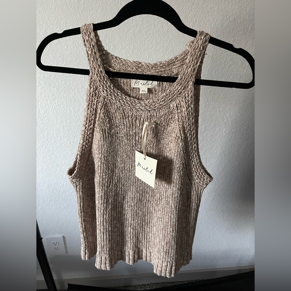 Muted Brown Knitted Tank Top